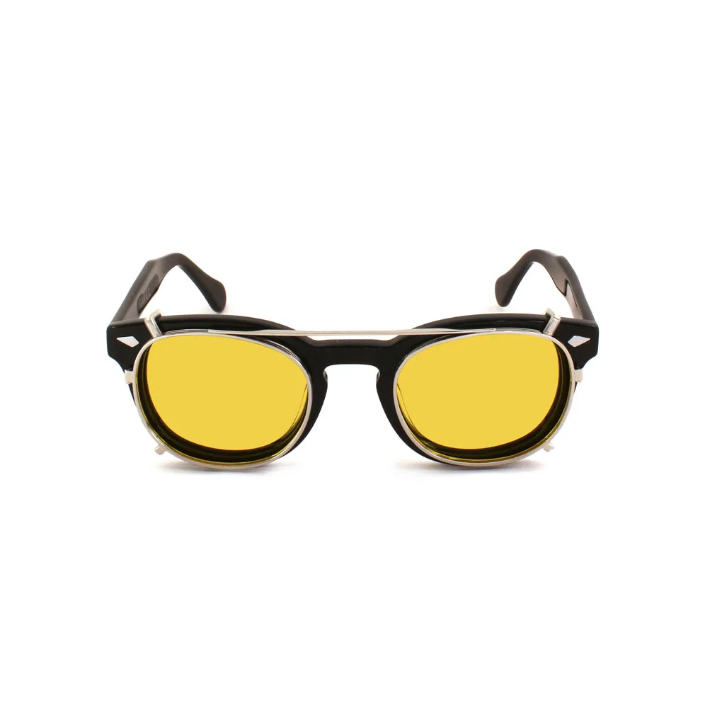 XLAB Unisex Clip-on 02 Argento/Giallo polarizzato per 8004 stile moscot calibro 48mm Clip on Acetato Argento Giallo Pantos Polarizzata - immagine 3