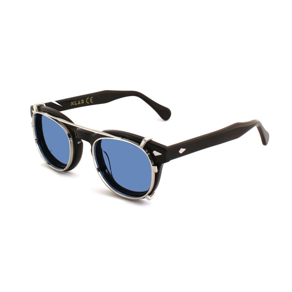 XLAB Unisex Clip-on 02 Argento/Azzurro polarizzato per 8004 stile moscot calibro 48mm Clip on Acetato Argento Azzurro Pantos Polarizzata - immagine 2