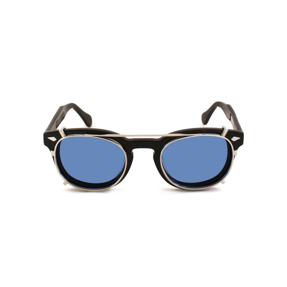 XLAB Unisex Clip-on 02 Argento/Azzurro polarizzato per 8004 stile moscot calibro 48mm Clip on Acetato Argento Azzurro Pantos Polarizzata - immagine 3