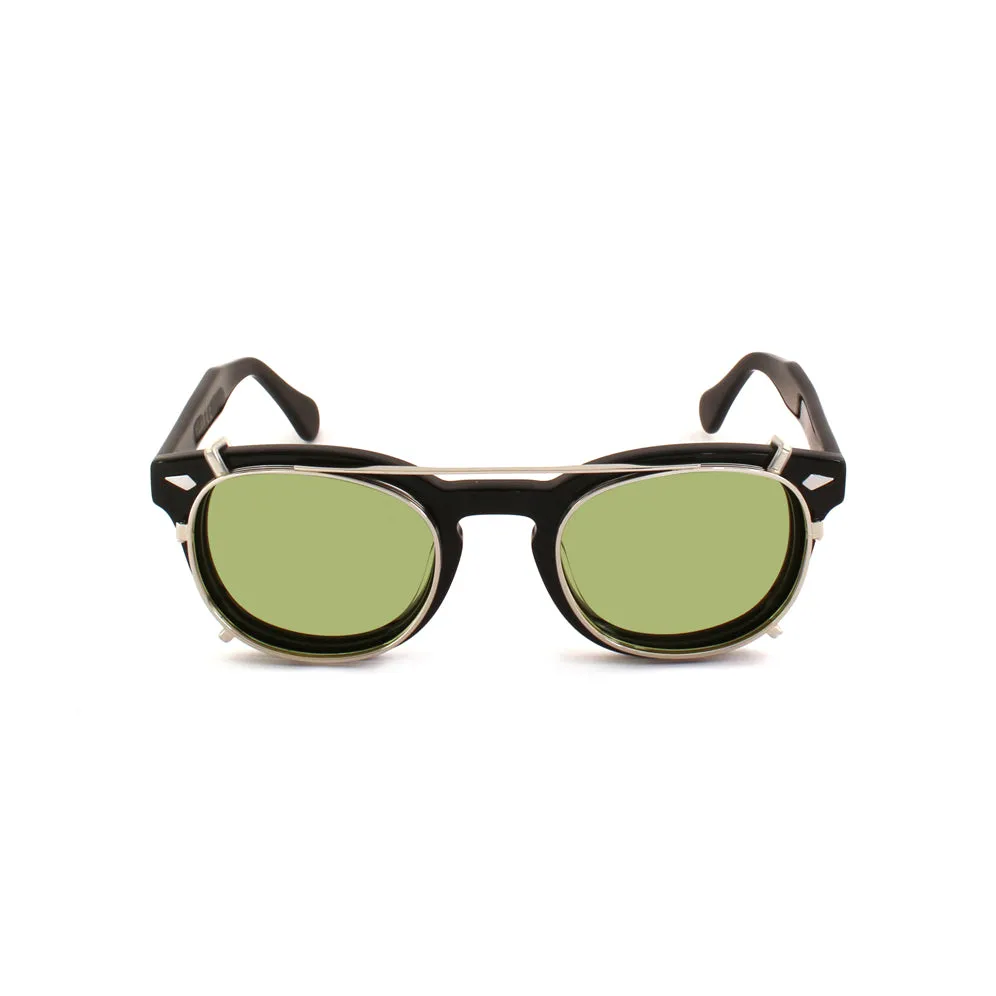 XLAB Unisex Clip-on 02 Argento/Verde polarizzato per 8004 stile moscot calibro 48mm Clip on Acetato Argento Verde Pantos Polarizzata - immagine 3