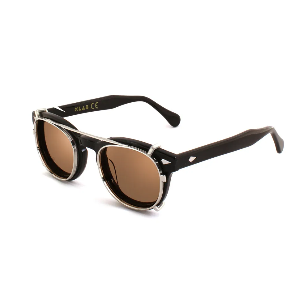 XLAB Unisex Clip-on 02 Argento/Fotocromatico marrone per 8004 stile moscot calibro 48mm Clip on Acetato Argento Marrone Pantos Fotocromatiche - immagine 2