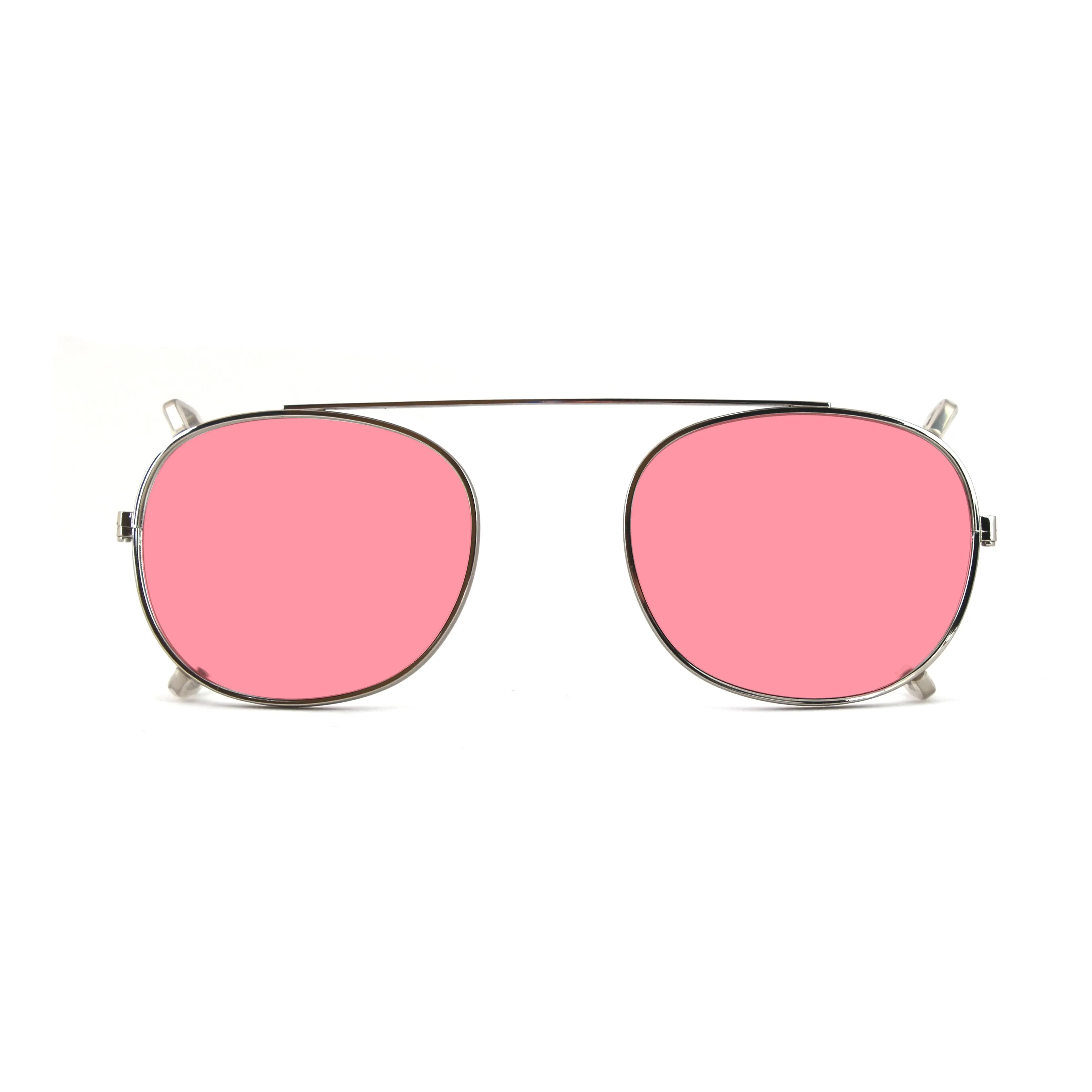 XLAB Unisex Clip-on 02 Argento/Rosa polarizzato per 8004 stile moscot calibro 48mm Clip on Acetato Argento Rosa Pantos Polarizzata - immagine 1
