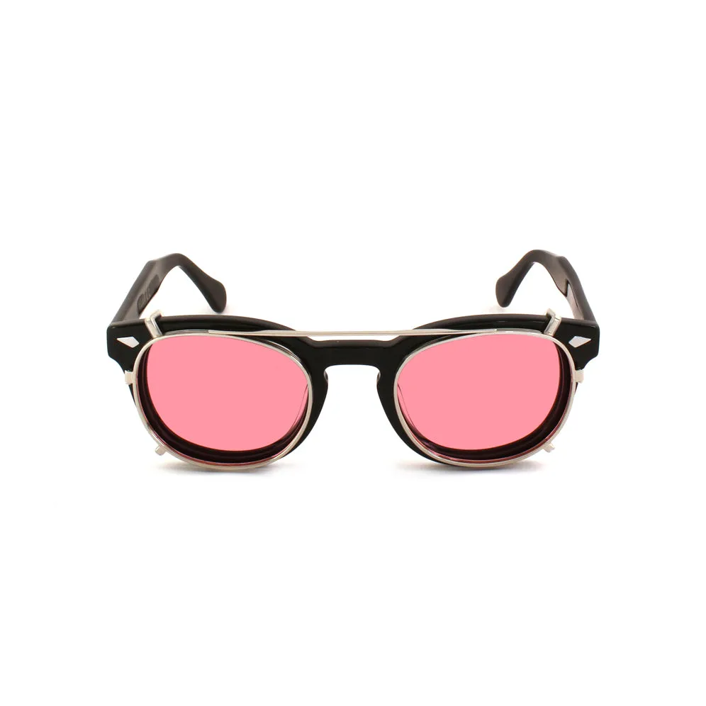 XLAB Unisex Clip-on 02 Argento/Rosa polarizzato per 8004 stile moscot calibro 48mm Clip on Acetato Argento Rosa Pantos Polarizzata - immagine 3