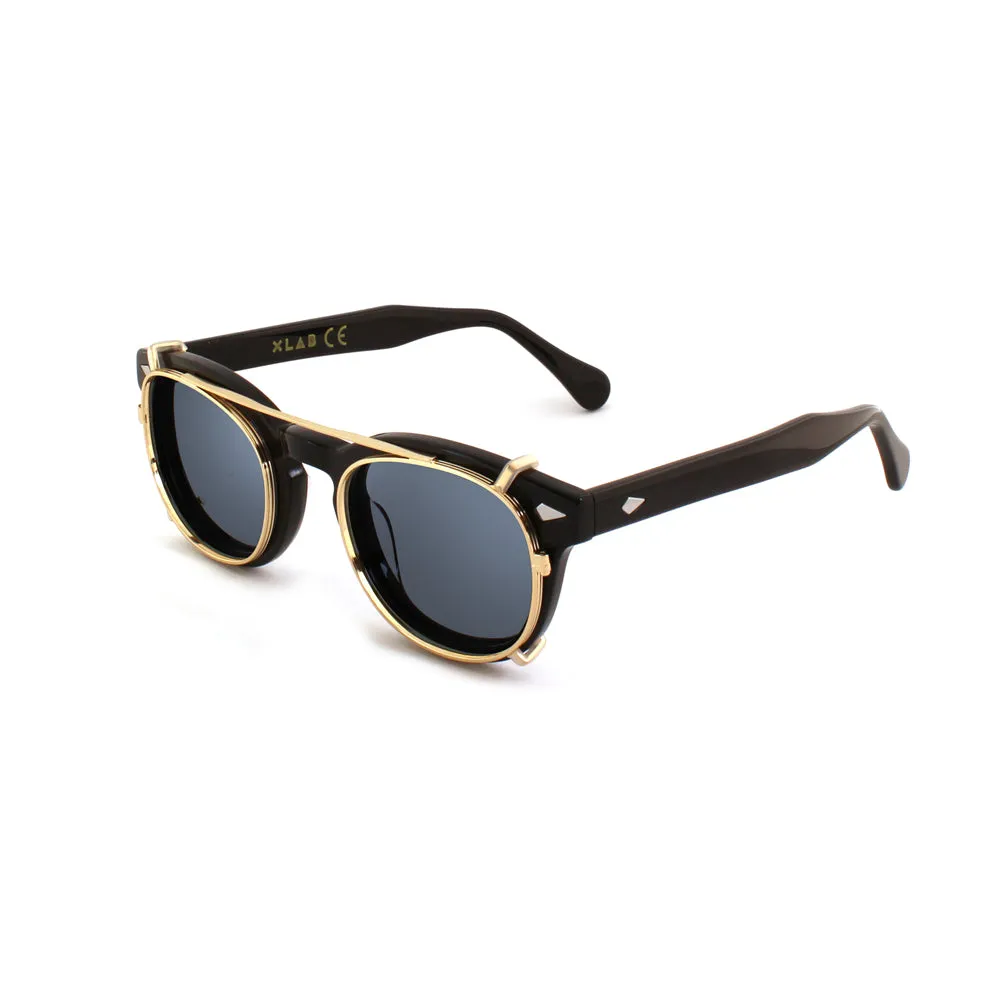 XLAB Unisex Clip-on 01 Oro/Fotocromatico grigio per 8004 stile moscot calibro 48mm Clip on Acetato Oro Fumo Pantos Fotocromatiche - immagine 2