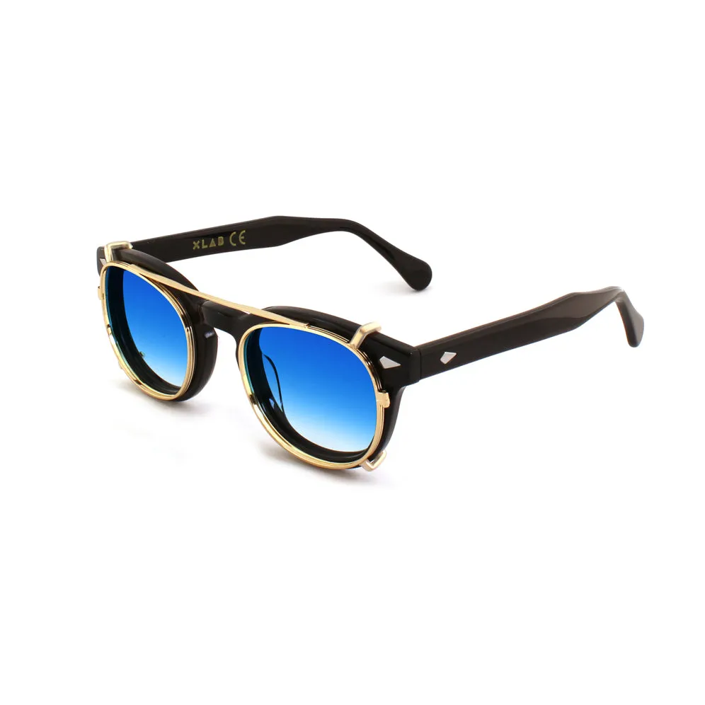 XLAB Unisex Clip-on 01 Oro/Azzurro sfumato per 8004 stile moscot calibro 48mm Clip on Acetato Oro Azzurro Pantos Sfumato - immagine 2
