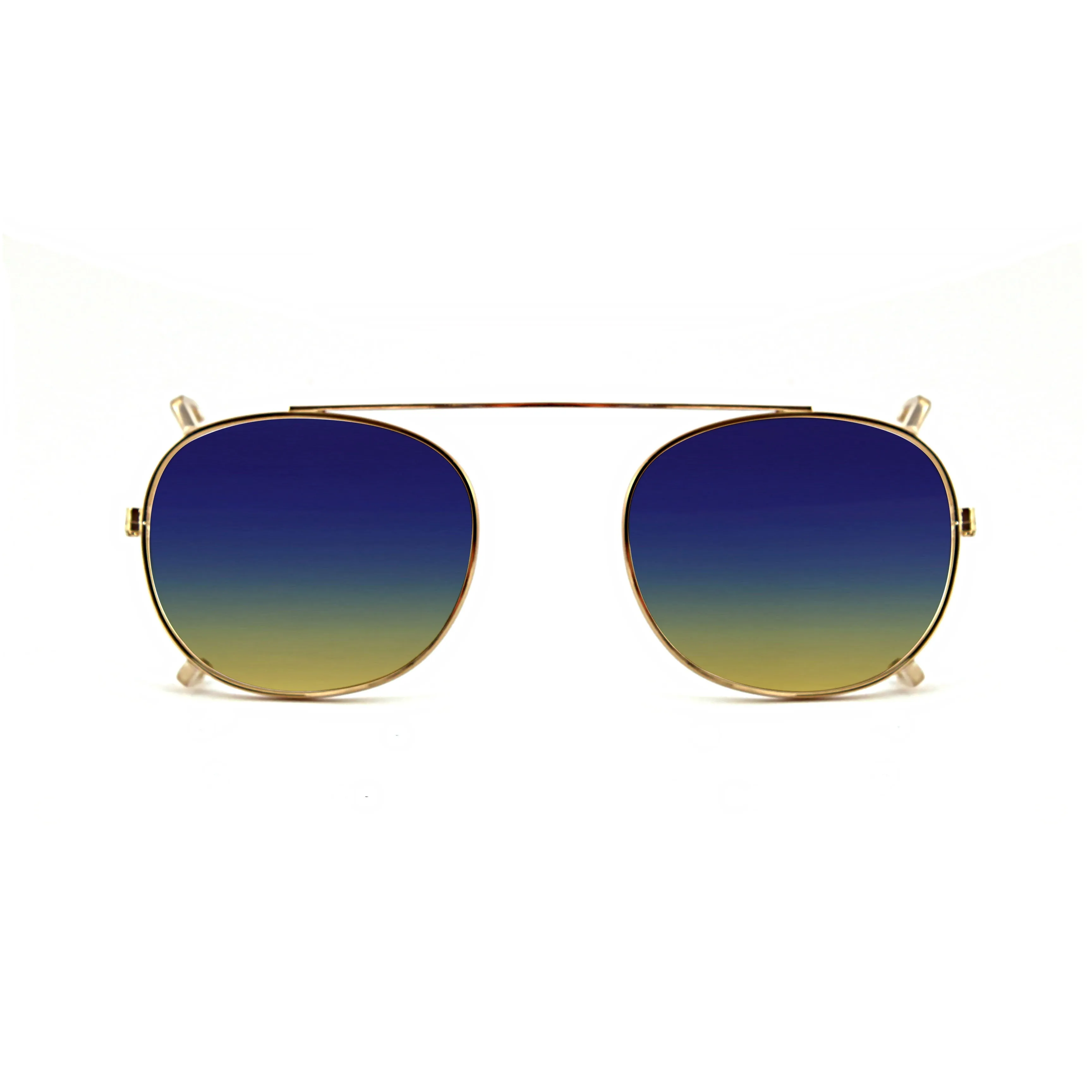 XLAB Unisex Clip-on 01 Oro/Cobalto giallo polarizzato per 8004 stile moscot calibro 48mm Clip on Acetato Oro Cobalto giallo Pantos Polarizzata - immagine 1