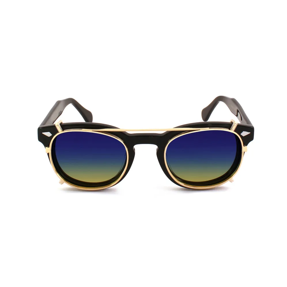 XLAB Unisex Clip-on 01 Oro/Cobalto giallo polarizzato per 8004 stile moscot calibro 48mm Clip on Acetato Oro Cobalto giallo Pantos Polarizzata - immagine 3