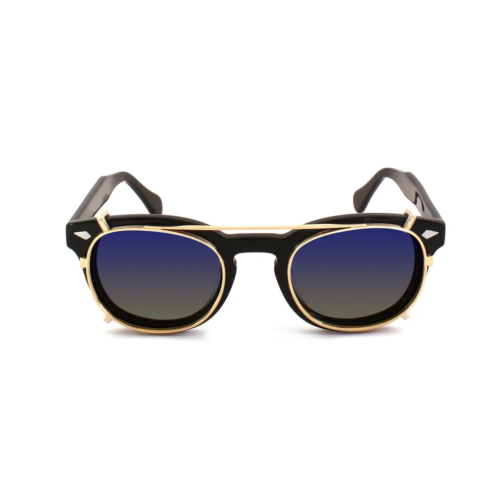XLAB Unisex Clip-on 01 Oro/Cobalto fumo polarizzato per 8004 stile moscot calibro 48mm Clip on Acetato Oro Cobalto fumo Pantos Polarizzata - immagine 3