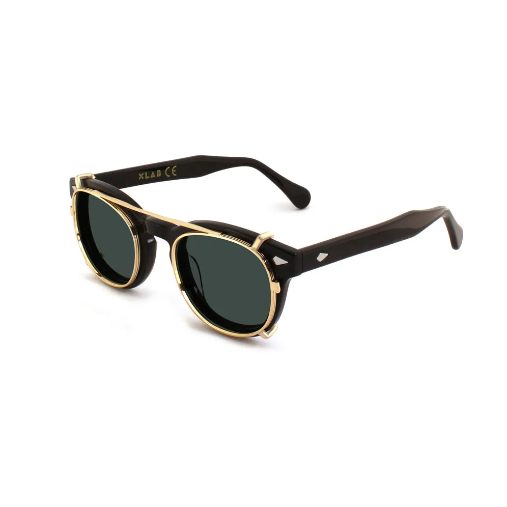XLAB Unisex Clip-on 01 Oro/G15 polarizzato per 8004 stile moscot calibro 48mm Clip on Acetato Oro Verde G15 Pantos Polarizzata - immagine 2