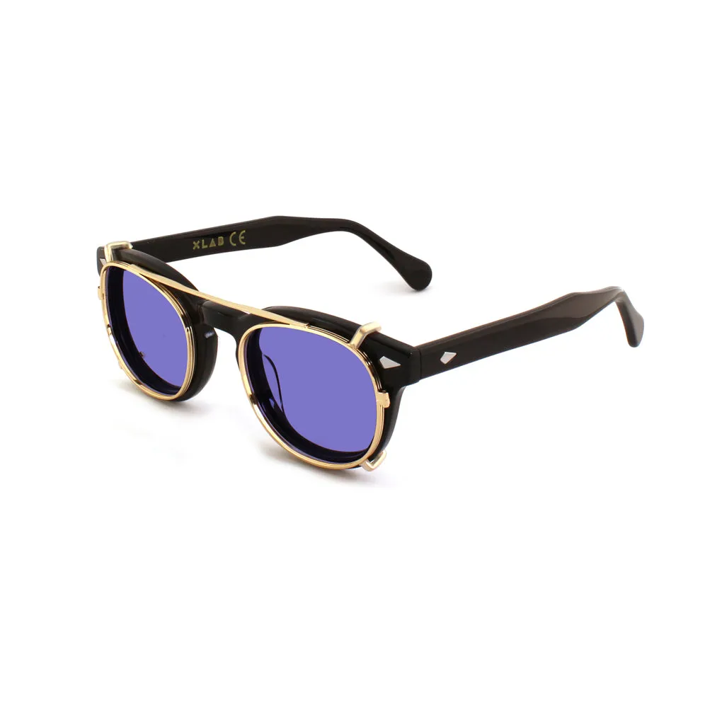 XLAB Unisex Clip-on 01 Oro/Lilla polarizzato per 8004 stile moscot calibro 48mm Clip on Acetato Oro Lilla Pantos Polarizzata - immagine 2