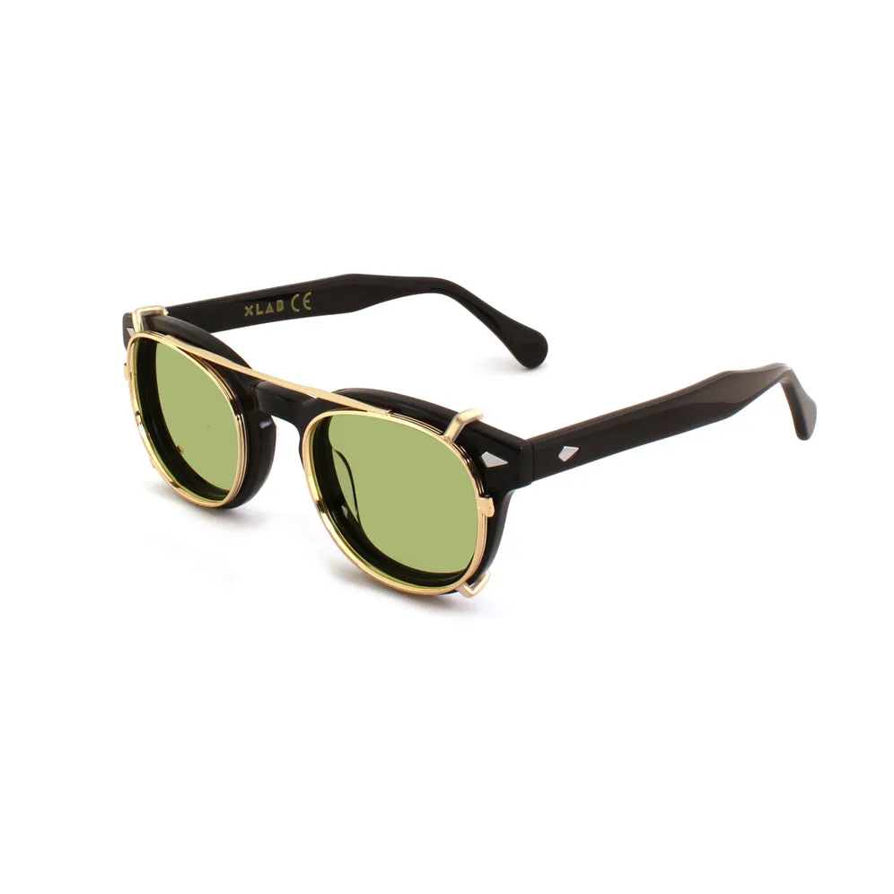 XLAB Unisex Clip-on 01 Oro/Verde polarizzato per 8004 stile moscot calibro 48mm Clip on Acetato Oro Verde Pantos Polarizzata - immagine 2