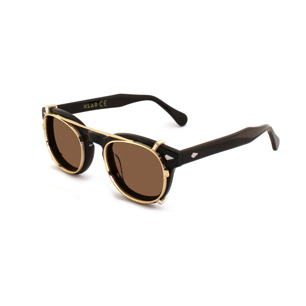 XLAB Unisex Clip-on 01 Oro/Marrone polarizzato per 8004 stile moscot calibro 48mm Clip on Acetato Oro Marrone Pantos Polarizzata - immagine 2