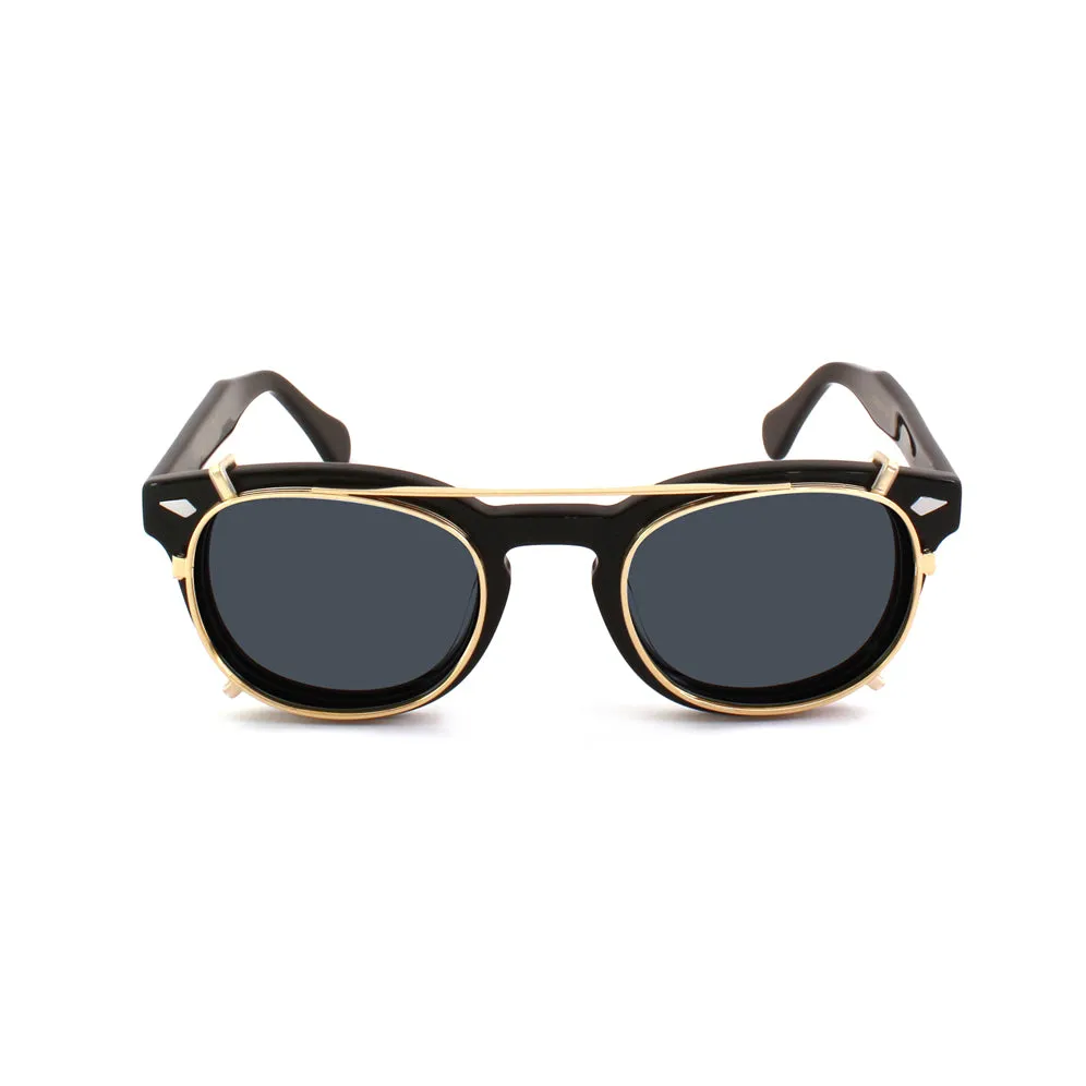 XLAB Unisex Clip-on 01 Oro/fumo polarizzato per 8004 stile moscot calibro 48mm Clip on Acetato Oro Fumo Pantos Polarizzata - immagine 3