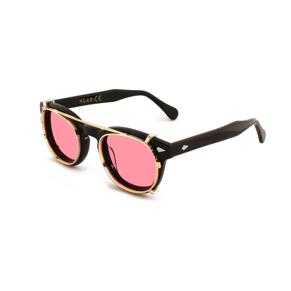 XLAB Unisex Clip-on 01 Oro/Rosa polarizzato per 8004 stile moscot calibro 48mm Clip on Acetato Oro Rosa Pantos Polarizzata - immagine 2