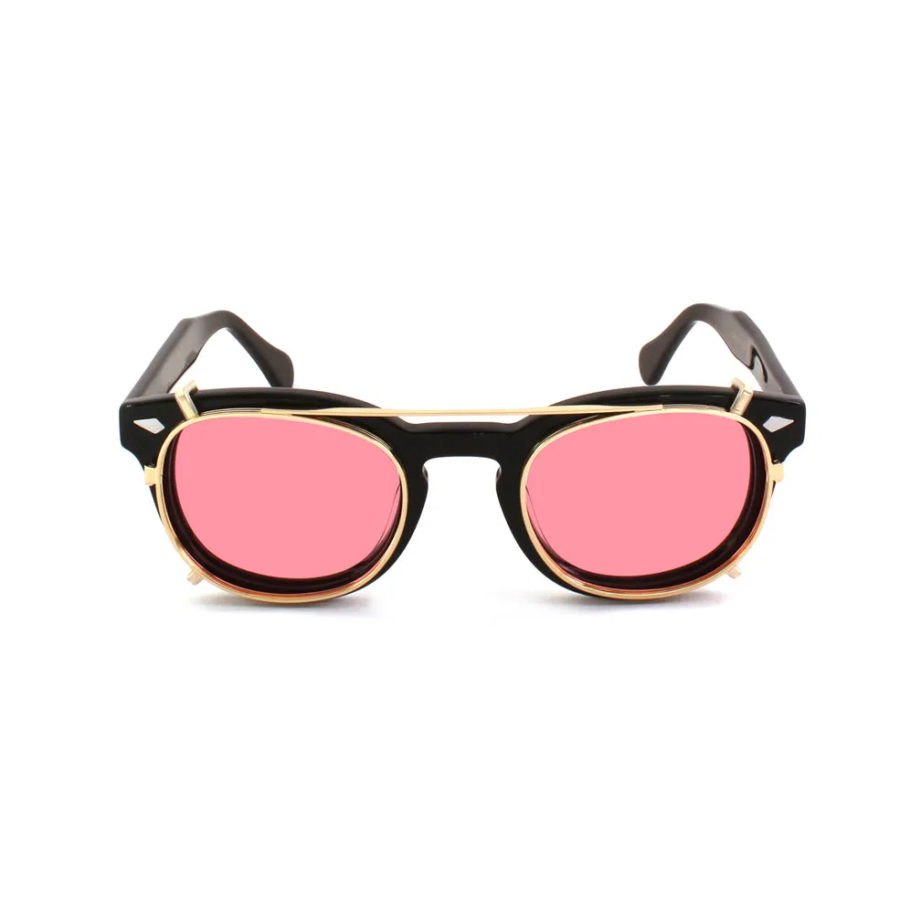XLAB Unisex Clip-on 01 Oro/Rosa polarizzato per 8004 stile moscot calibro 48mm Clip on Acetato Oro Rosa Pantos Polarizzata - immagine 3