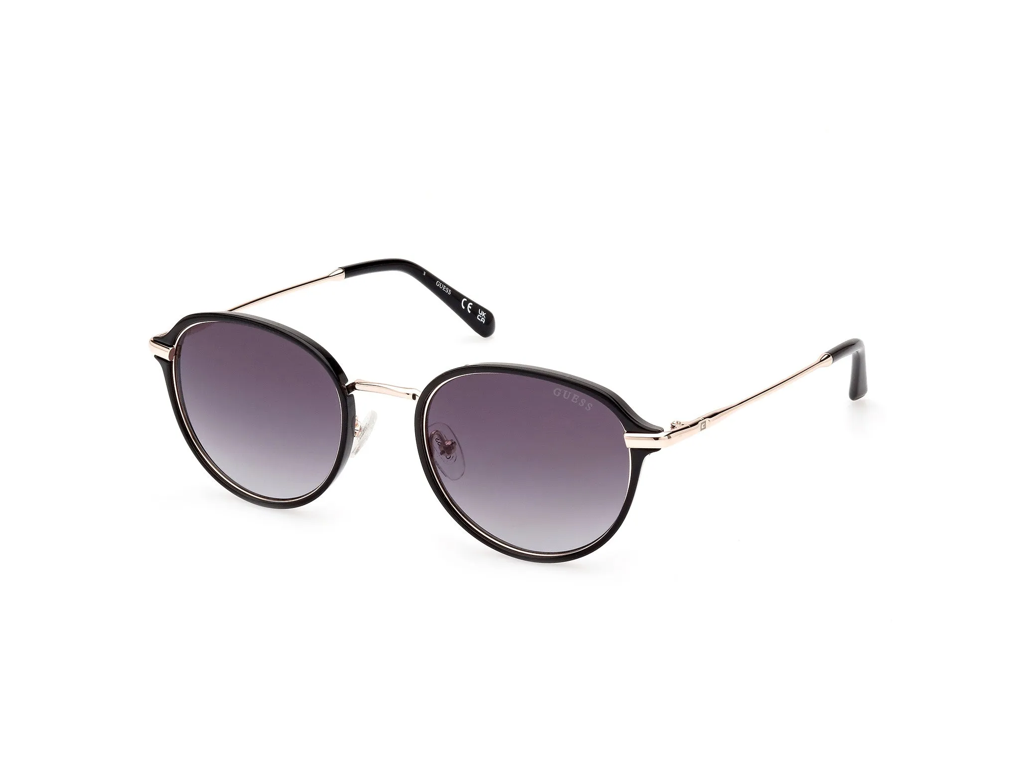 Guess GU00068 01B Occhiali da sole Iniettato Nero Fumo Rotonda Normale Sfumato - immagine 1