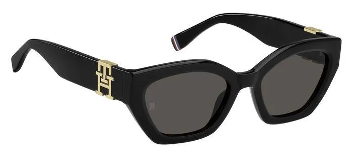 Tommy Hilfiger TH 1979/S 807/IR Occhiali da sole Acetato Nero Grigio Cat Eye - immagine 2