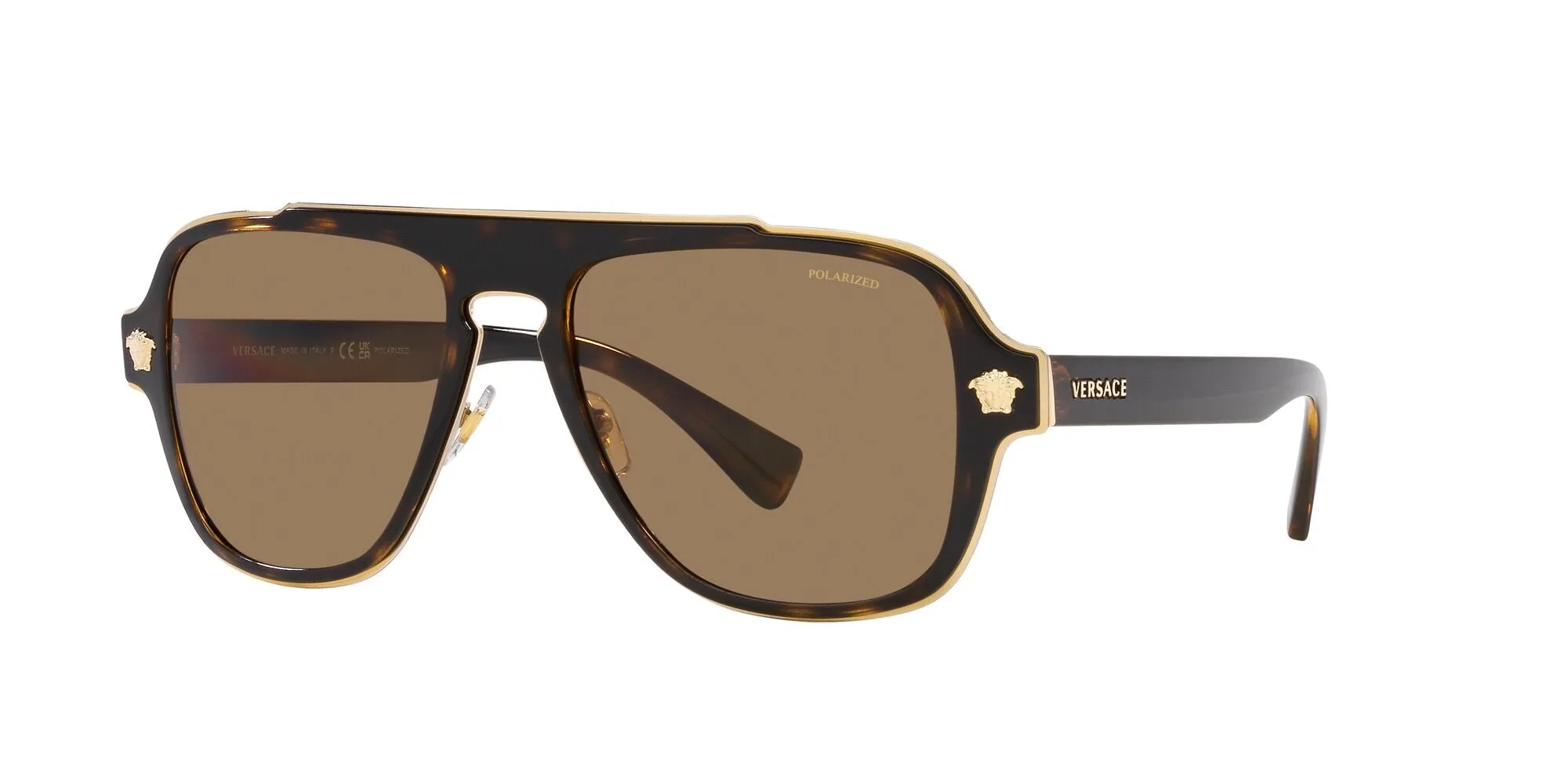 Versace VE2199 1252LA Occhiali da sole Metallo Tartaruga Arancione Geometrica Polarizzata - immagine 1