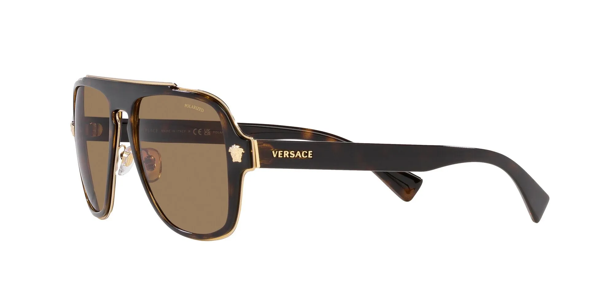 Versace VE2199 1252LA Occhiali da sole Metallo Tartaruga Arancione Geometrica Polarizzata - immagine 3