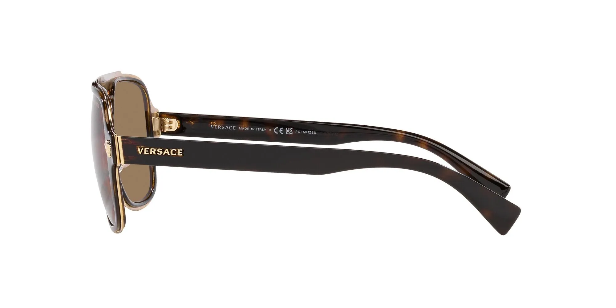 Versace VE2199 1252LA Occhiali da sole Metallo Tartaruga Arancione Geometrica Polarizzata - immagine 4