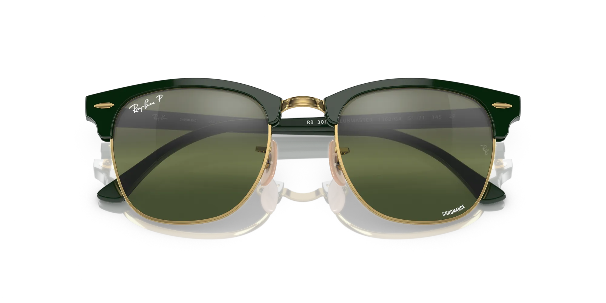 Ray - Ban RB3016 CLUBMASTER 1368G4 Occhiali da sole Acetato Verde Verde Squadrata Polarizzata - immagine 2