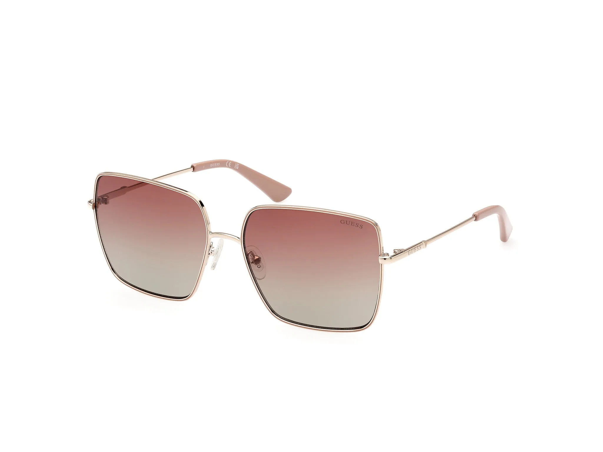 Guess GU7866 32T Occhiali da sole Metallo Oro Bordeaux Squadrata Normale Sfumato - immagine 1