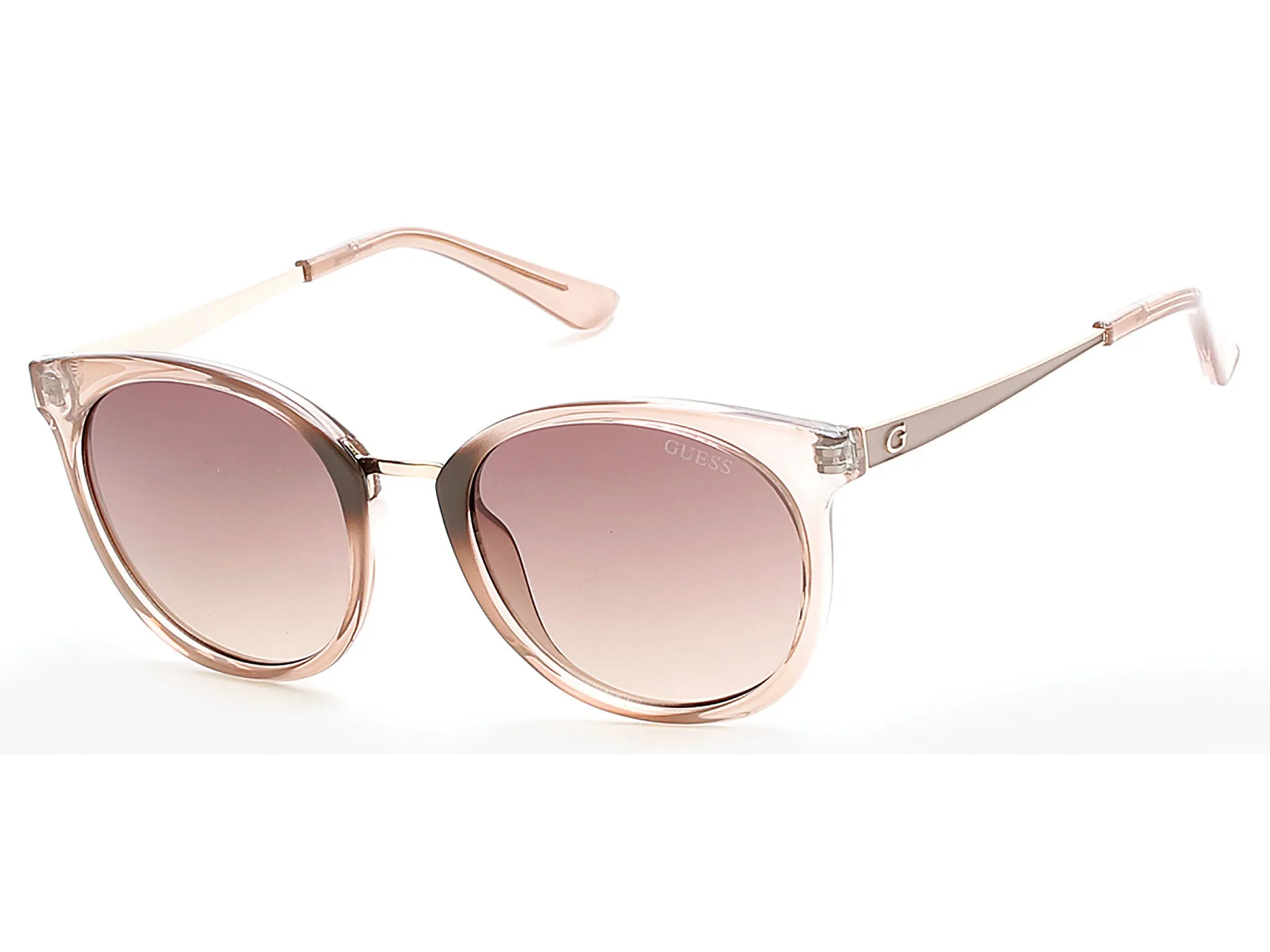 Guess GU7459 57F Occhiali da sole Iniettato Beige Marrone Rotonda Normale Sfumato - immagine 3