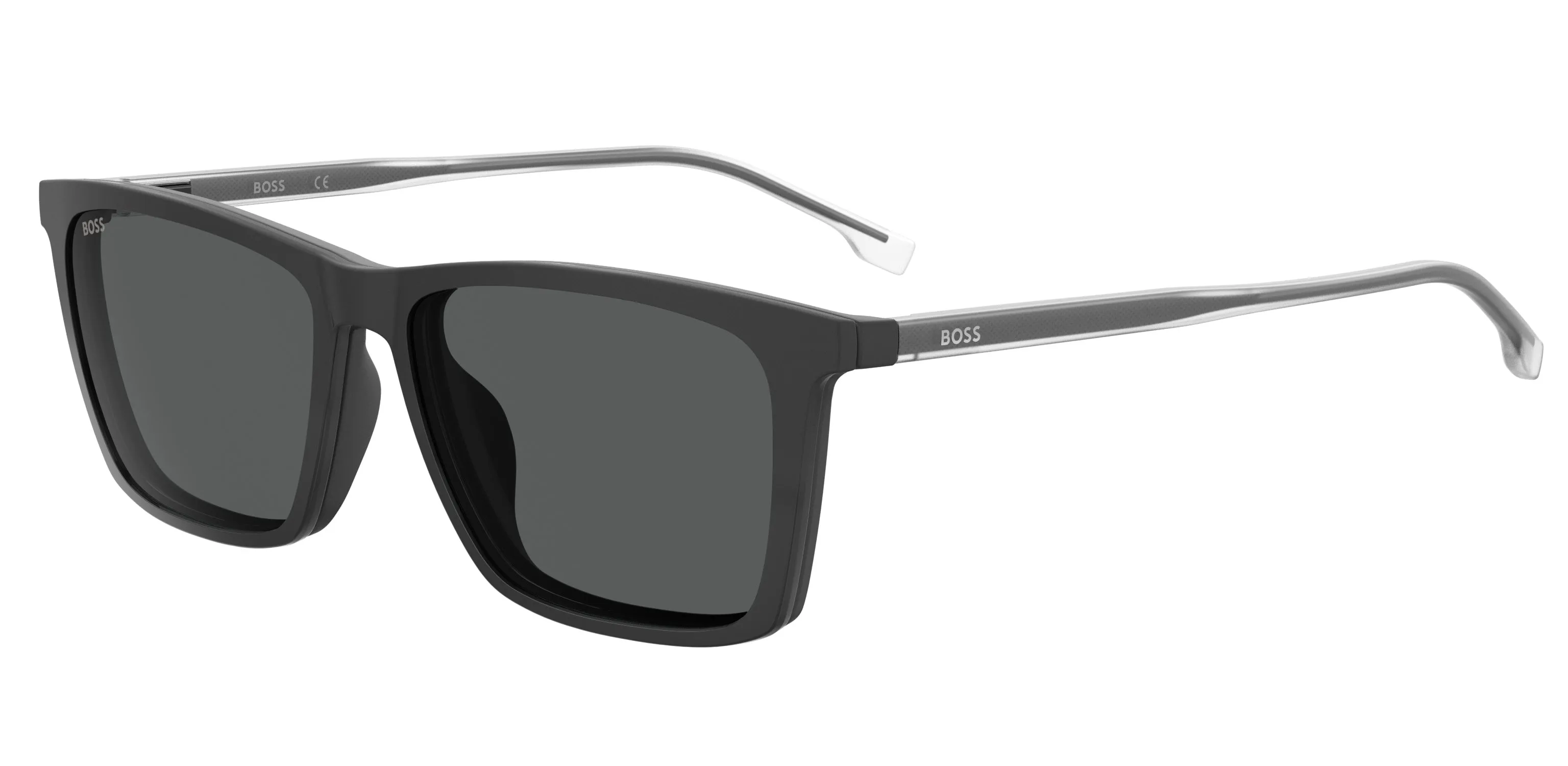 Hugo Boss BOSS 1151/CS 003/IR Occhiali da sole Plastica Nero-opaco Grigio Squadrata Clip-on - immagine 1