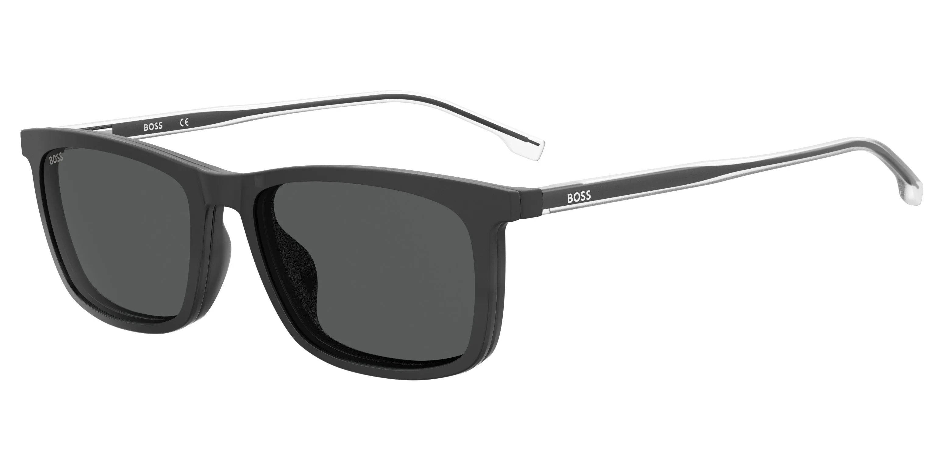 Hugo Boss BOSS 1150/CS 003/IR Occhiali da sole Plastica Nero-opaco Grigio Squadrata Clip-on - immagine 1
