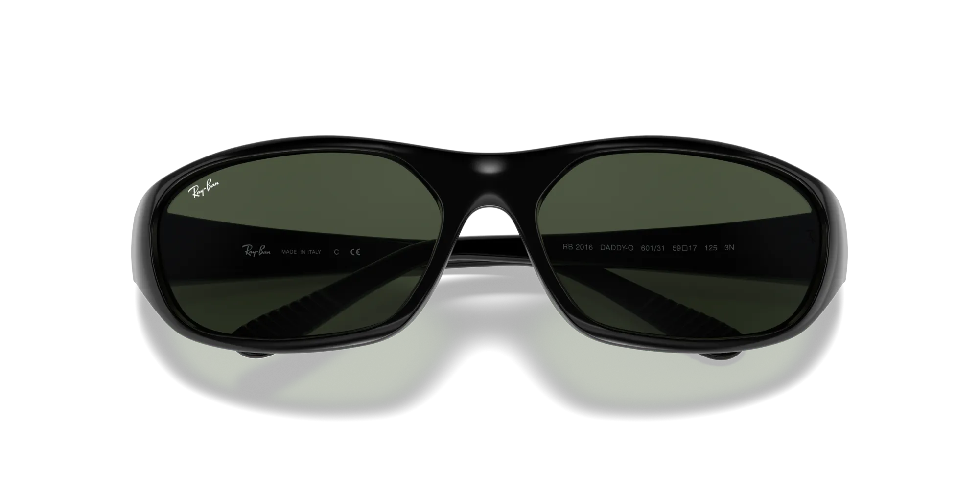 Ray - Ban RB2016 DADDY-O 601/31 Occhiali da sole Iniettato Nero Verde G15 Squadrata Normale - immagine 2