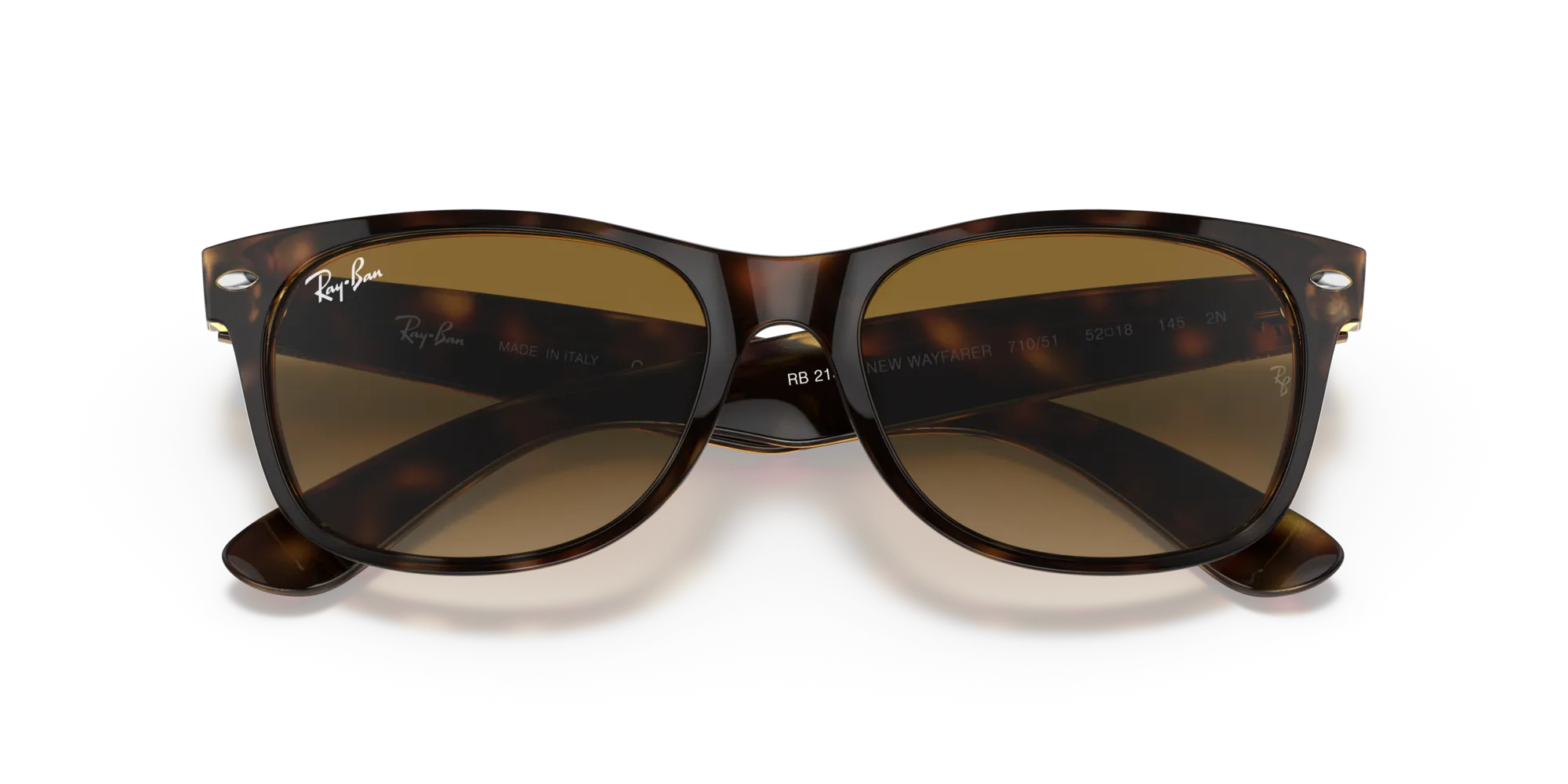 Ray - Ban RB2132 NEW WAYFARER 710/51 Occhiali da sole Iniettato Tartaruga Squadrata Normale Sfumato - immagine 2