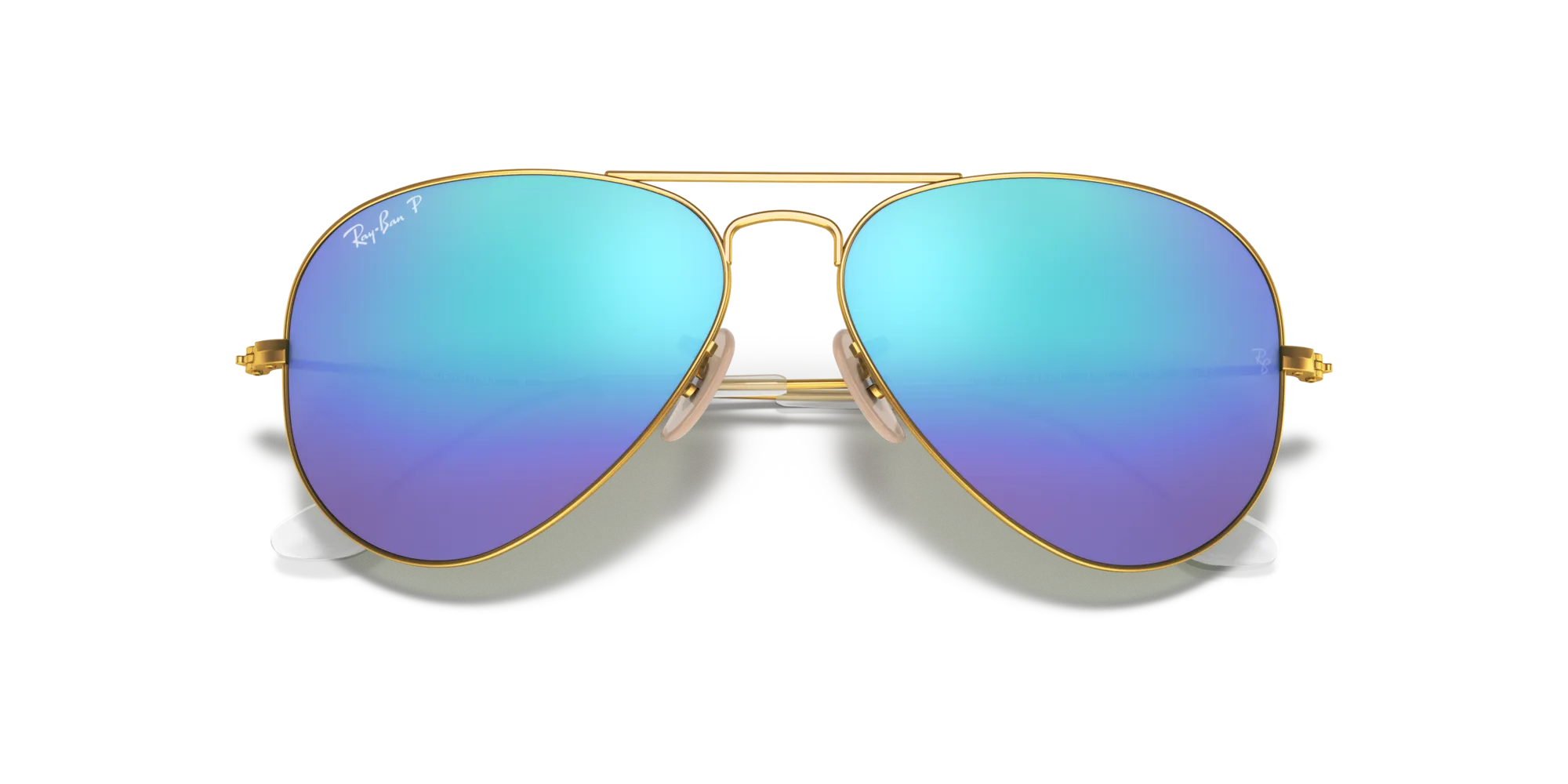Ray - Ban RB3025 AVIATOR 112/4L Occhiali da sole Metallo Oro Blu Pilot Polarizzata - immagine 2