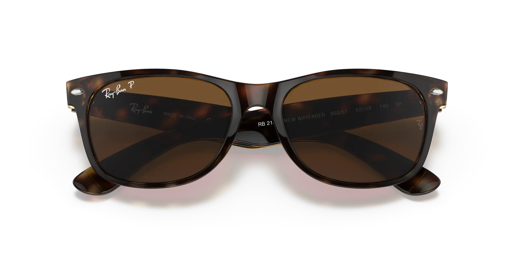 Ray - Ban RB2132 NEW WAYFARER 902/57 Occhiali da sole Nylon Tartaruga Squadrata Polarizzata - immagine 2