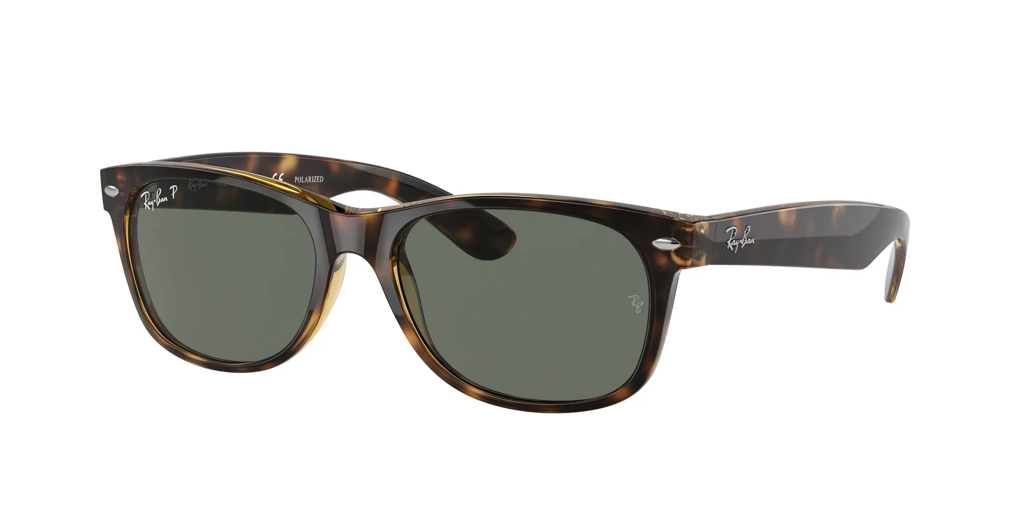 Ray - Ban RB2132 NEW WAYFARER 902/58 Occhiali da sole Iniettato Tartaruga Verde G15 Squadrata Polarizzata - immagine 1