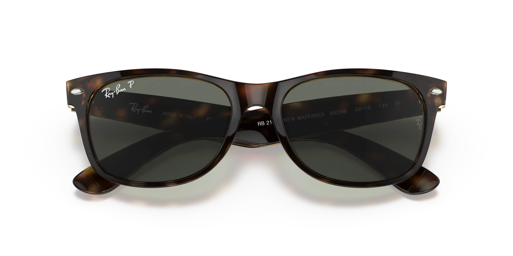 Ray - Ban RB2132 NEW WAYFARER 902/58 Occhiali da sole Iniettato Tartaruga Verde G15 Squadrata Polarizzata - immagine 2