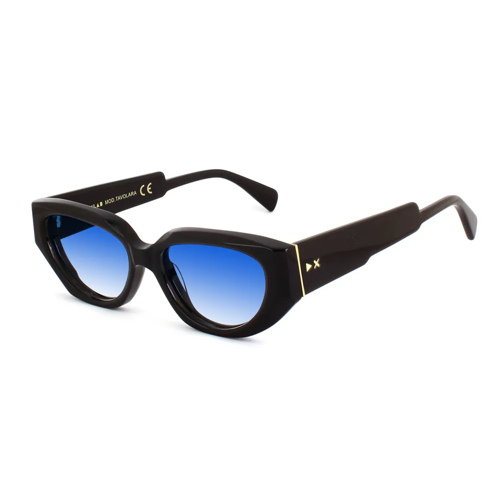 XLAB Tavolara Occhiali da sole Acetato Nero Azzurro Cat Eye Sfumato - immagine 1