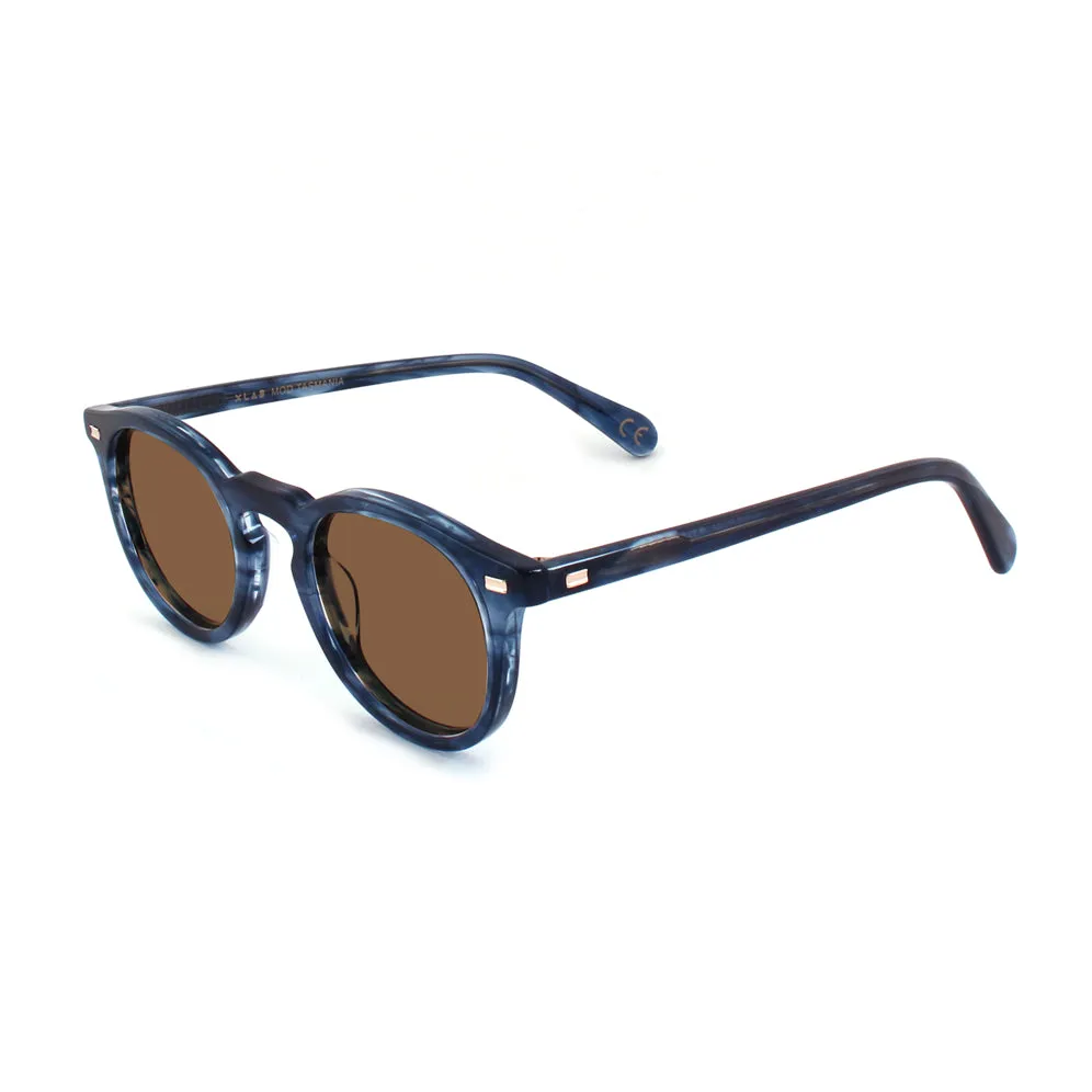 XLAB Tasmania 2.0 Occhiali da sole Acetato Tartaruga scuro Azzurro Rotonda Sfumato - immagine 4