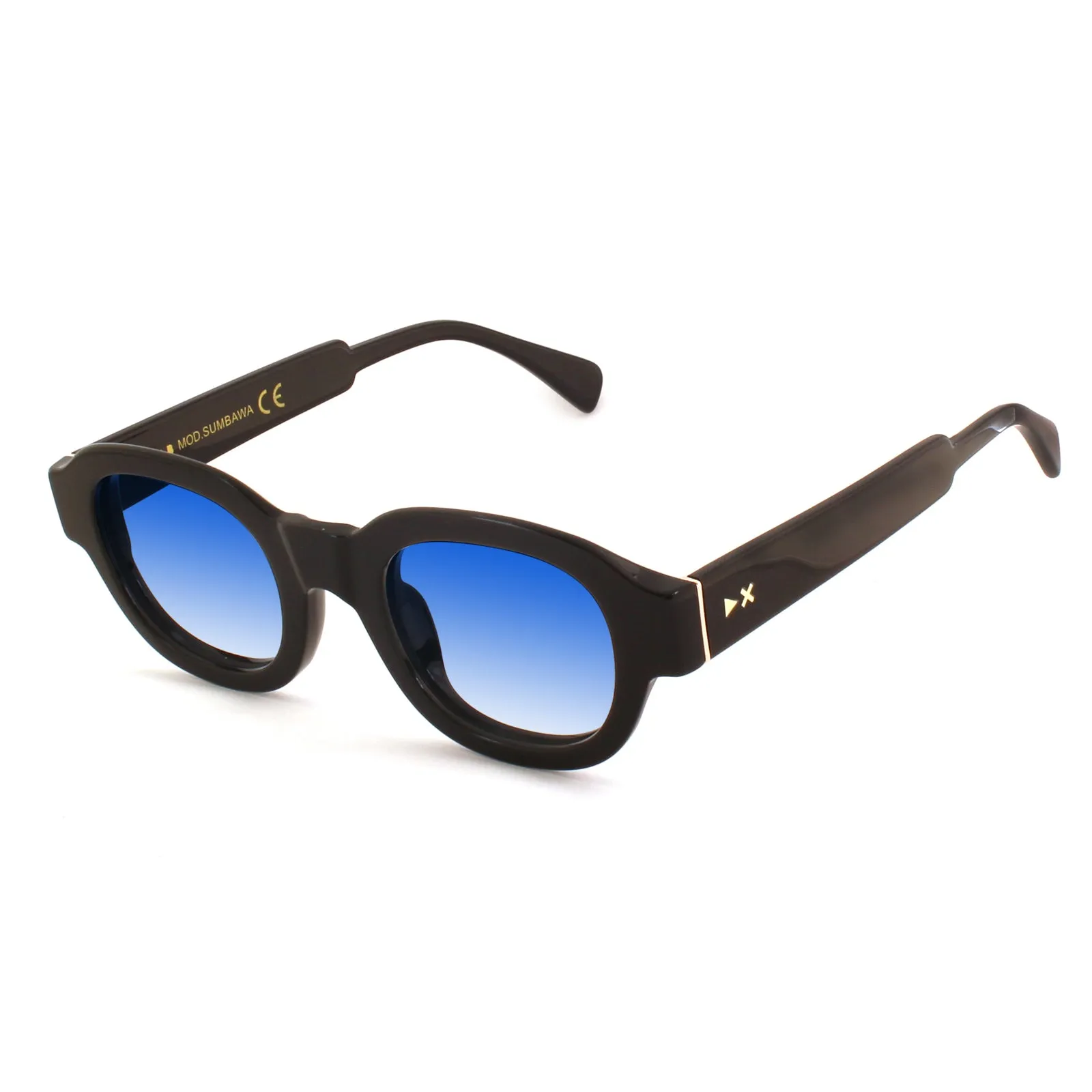 XLAB Sumbawa Occhiali da sole Acetato Nero Azzurro Squadrata Sfumato - immagine 1