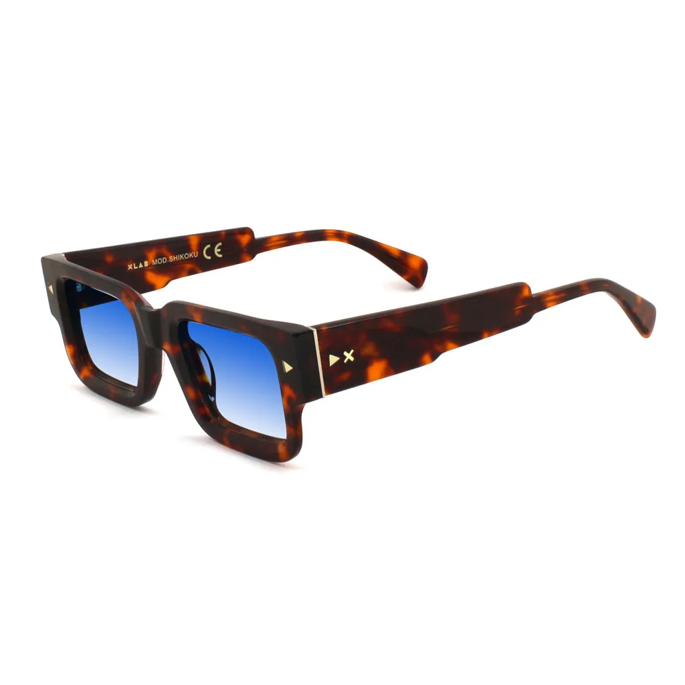 XLAB Shikoku Occhiali da sole Acetato Verde Acqua Azzurro Squadrata Polarizzata - immagine 4