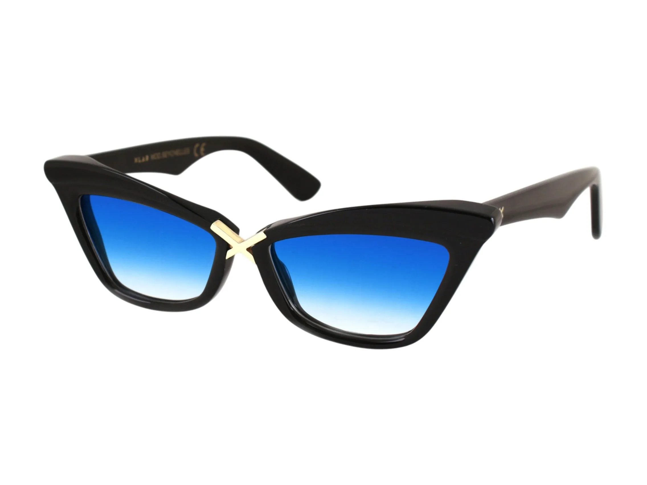 XLAB Seychelles Occhiali da sole Acetato Nero Azzurro Cat Eye Sfumato - immagine 1