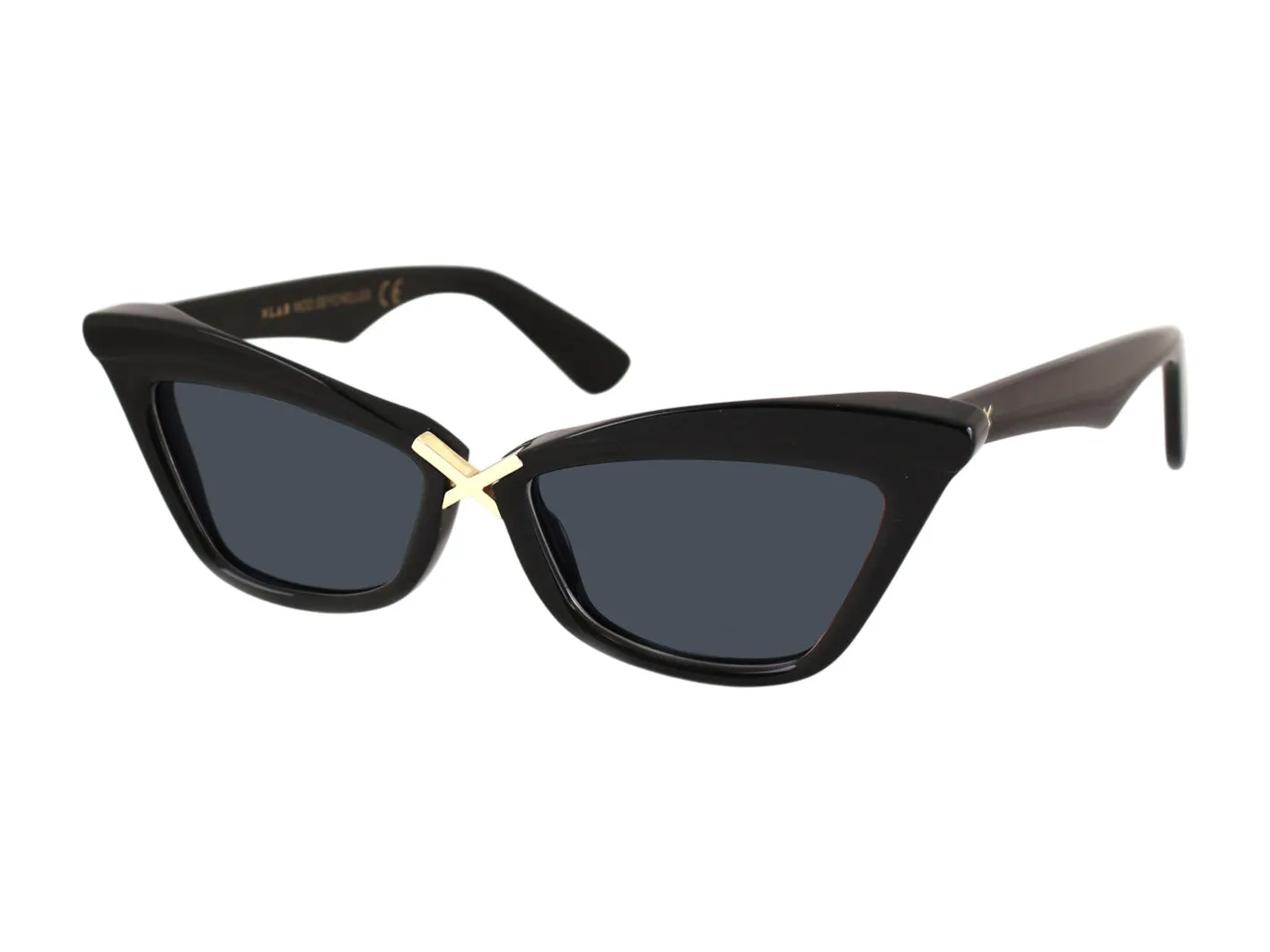 XLAB Seychelles Occhiali da sole Acetato Nero Azzurro Cat Eye Sfumato - immagine 4