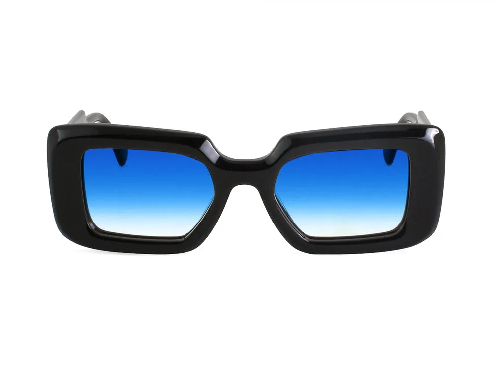 XLAB Mokoia Occhiali da sole Acetato Nero Azzurro Squadrata Sfumato - immagine 2