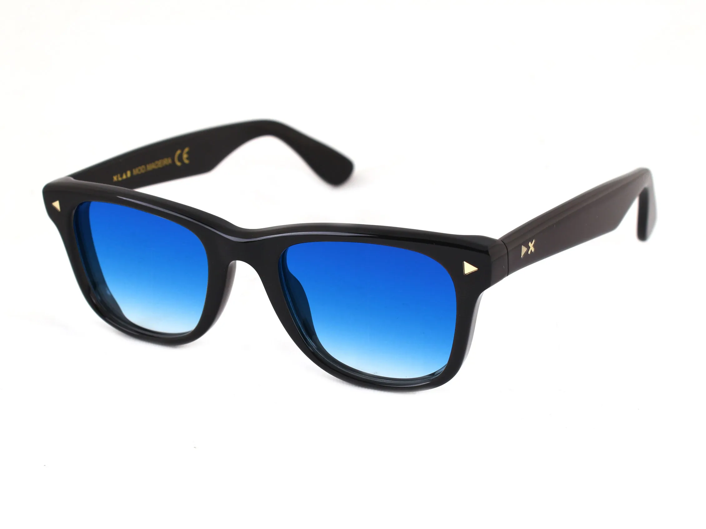 XLAB Madeira Occhiali da sole Acetato Nero Azzurro Squadrata Sfumato - immagine 1