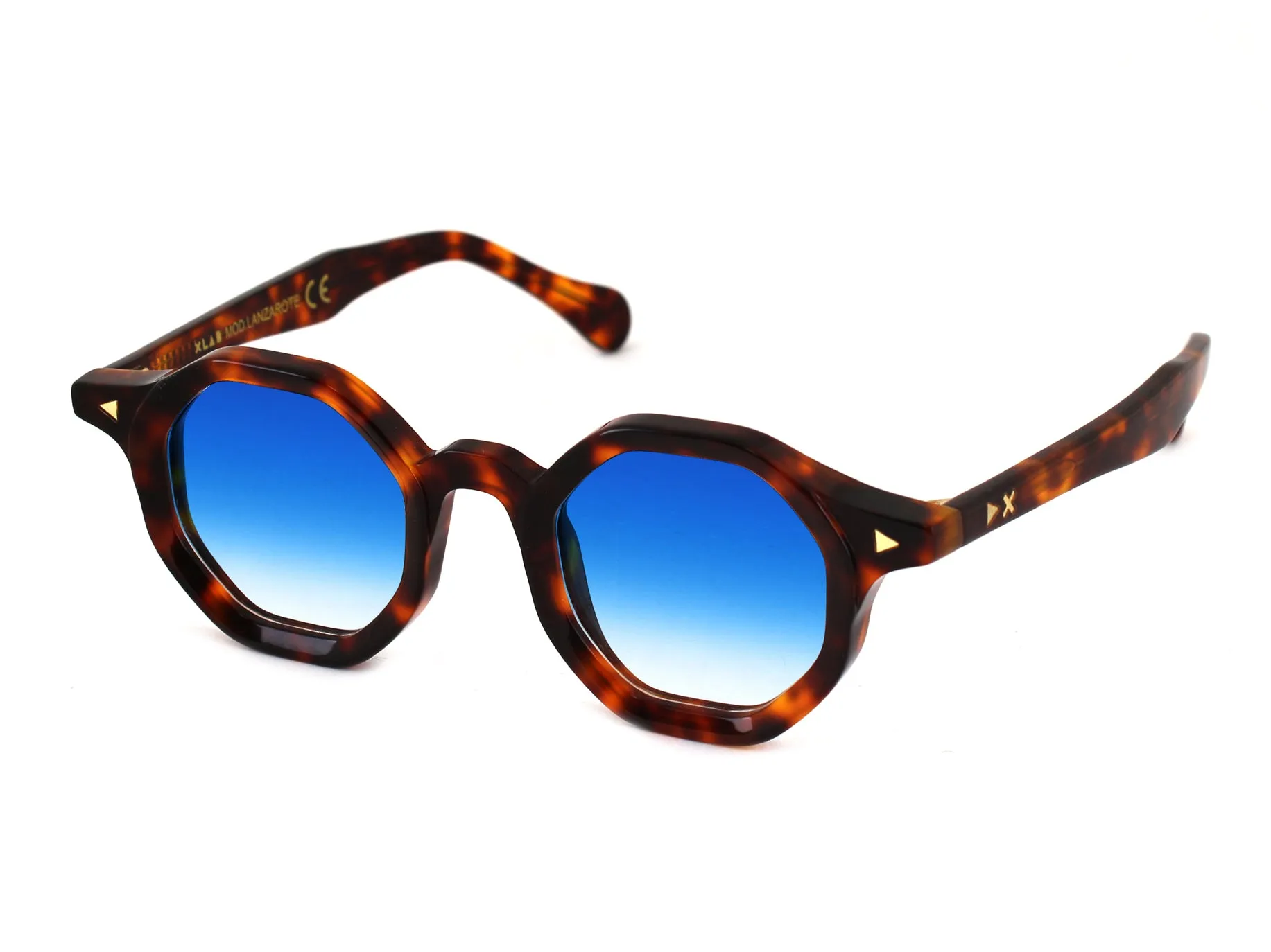 XLAB Lanzarote Occhiali da sole Acetato Tartaruga Azzurro Geometrica Sfumato - immagine 3