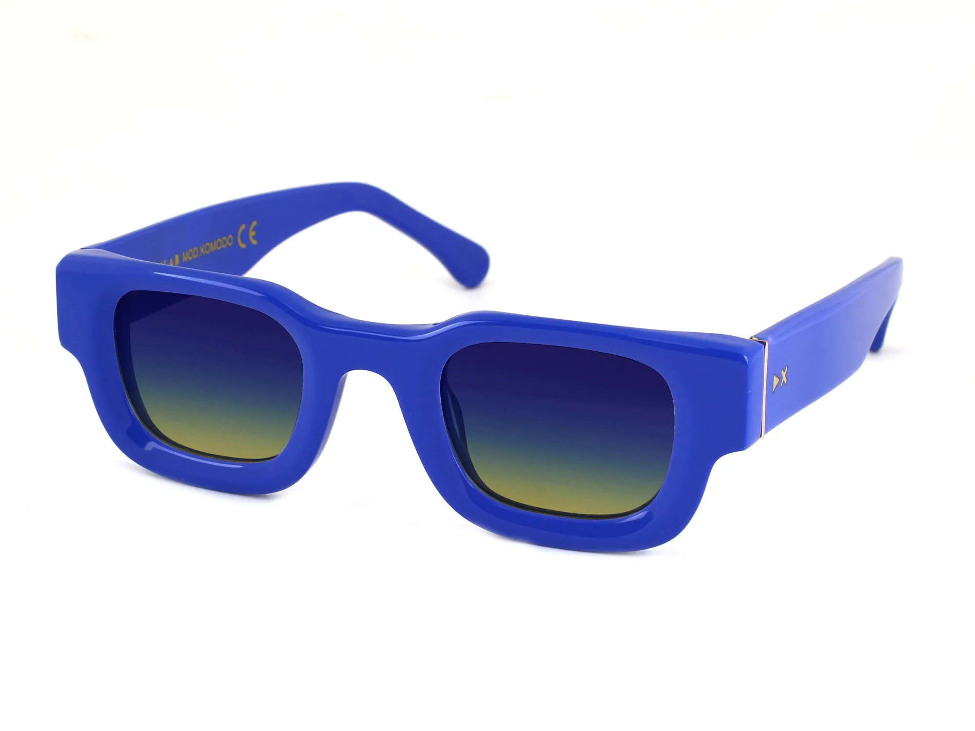 XLAB Komodo Occhiali da sole Acetato Giallo Azzurro Squadrata Polarizzata - immagine 3