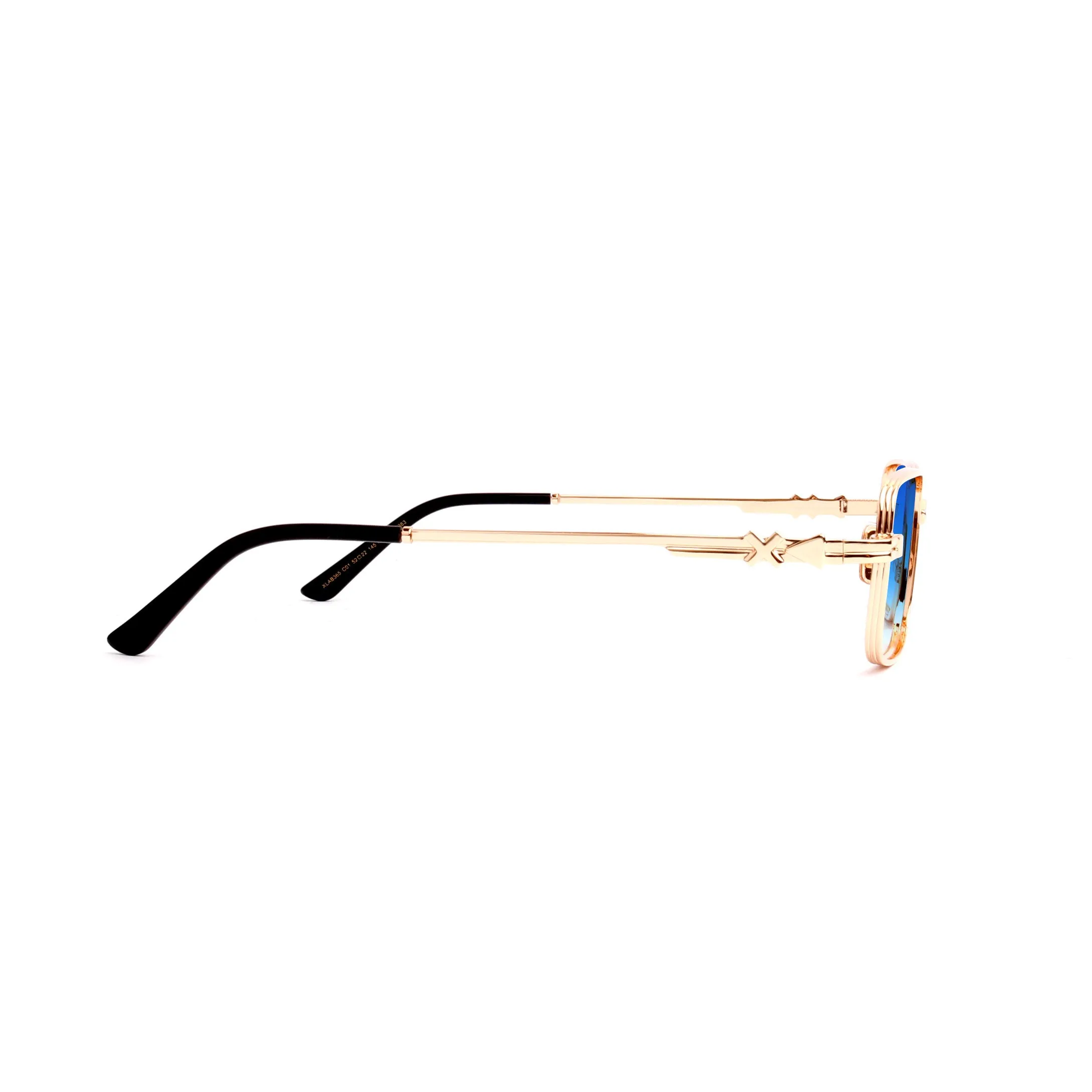 XLAB Unisex KAPITI Occhiali da sole Metallo Argento Azzurro Squadrata Polarizzata - immagine 3