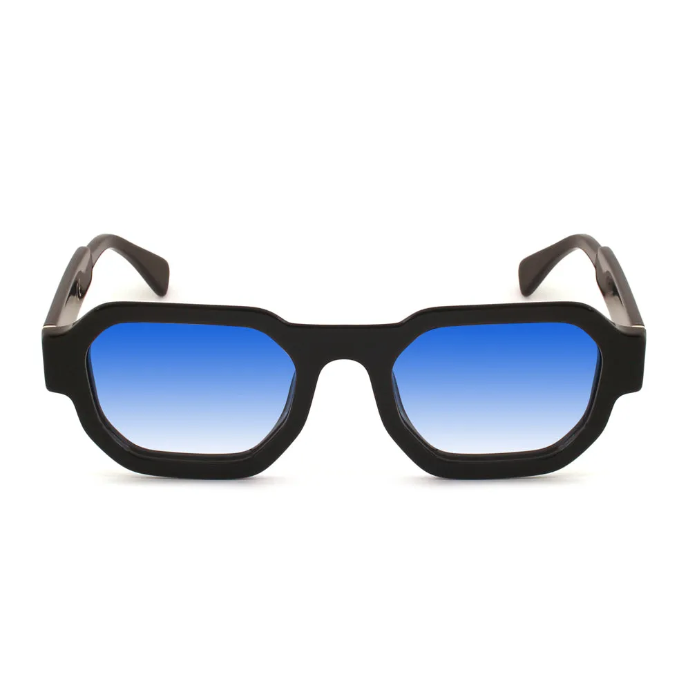 XLAB Enderby Occhiali da sole Acetato Nero Azzurro Squadrata Sfumato - immagine 2