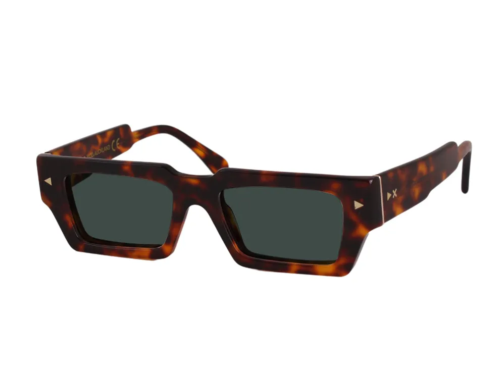 XLAB Auckland Occhiali da sole Acetato Marrone strisciato Azzurro Squadrata Sfumato - immagine 4