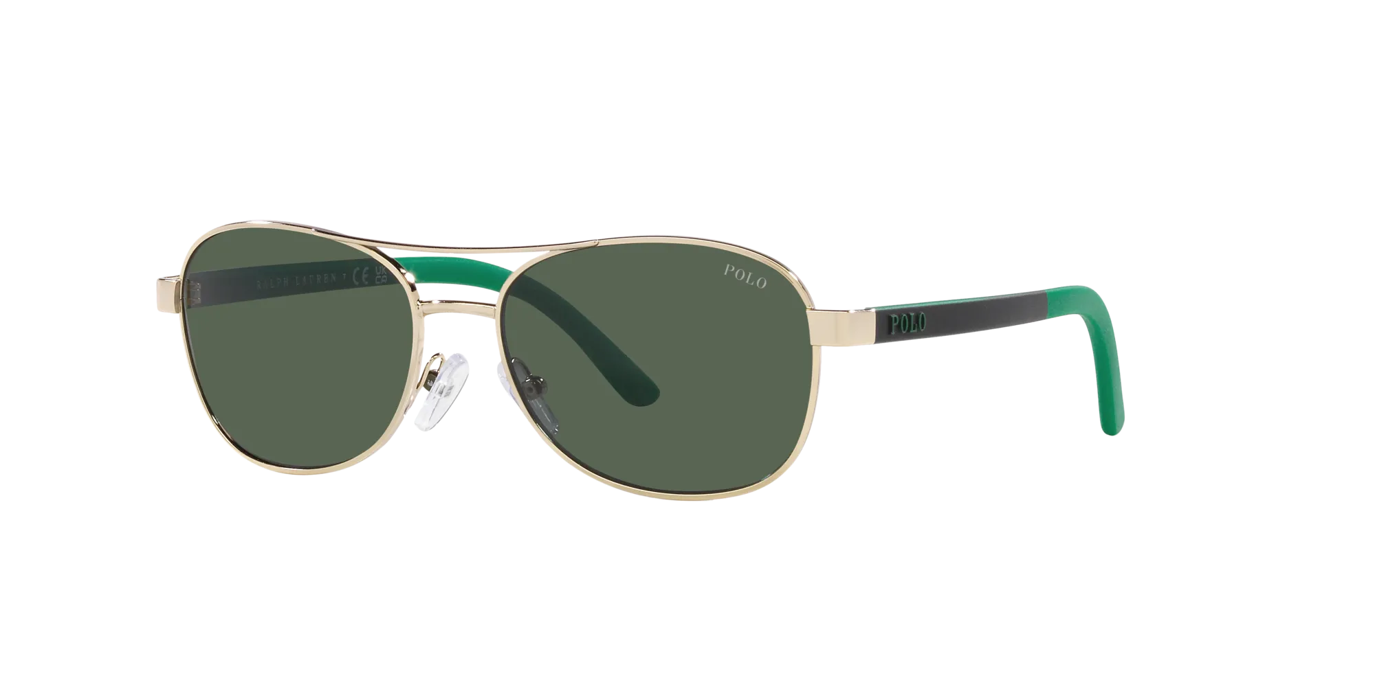 Polo Ralph Lauren PP9002 942571 Occhiali da sole Metallo Oro Verde Pilot Normale - immagine 3