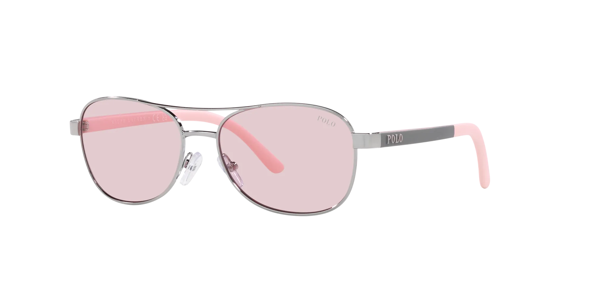 Polo Ralph Lauren PP9002 9001/5 Occhiali da sole bambino Metallo Argento Rosa Pilot Normale - immagine 3